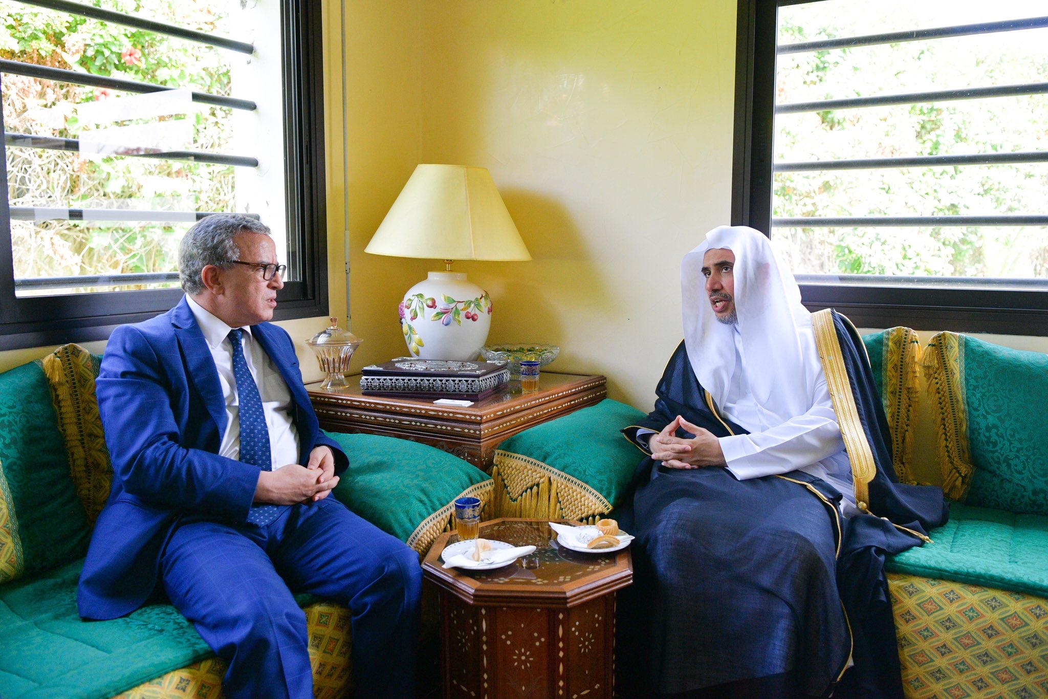 Minister of Awqaf &amp; Islamic Affairs Mr. Tawfiq, Minister of Justice Mr. Aujjar &amp; Minister of Foreign Affairs &amp; Int'l Cooperation Mr. Bourita of Morocco receive &amp; discuss with HE the SG of the MWL Dr. Mohammed Alissa topics