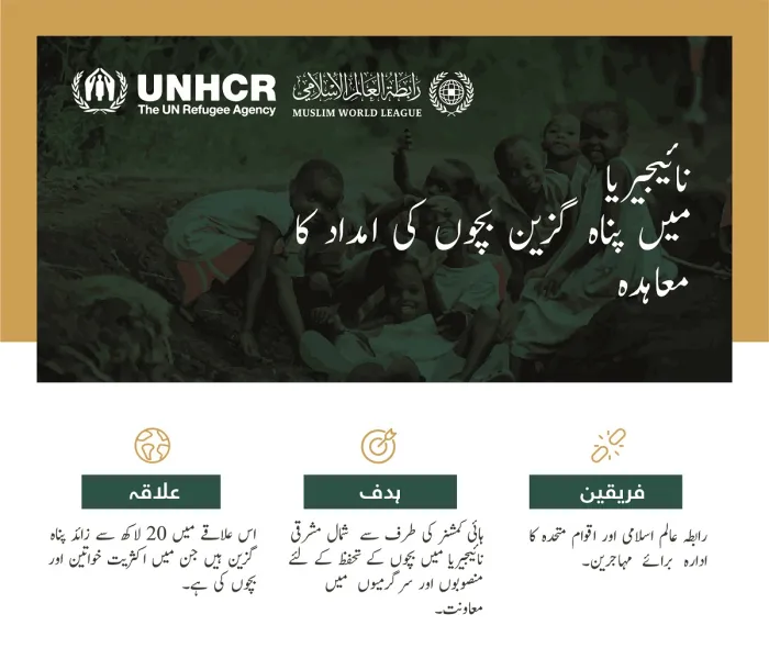 رابطہ عالم اسلامی کی طرف سے بچوں کے تحفظ کے منصوبے کے لئے نائیجیریا میں اقوام متحدہ کے ادارہ برائے مہاجرین کی معاونت