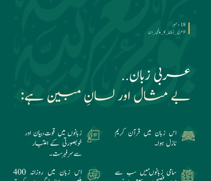 دنیا بھر میں 400 ملین سے زائد لوگ اسے بولتے ہیں: عربی، ”قرآن کی زبان“ اورخوبصورتی اور فصاحت کا مینارہے
