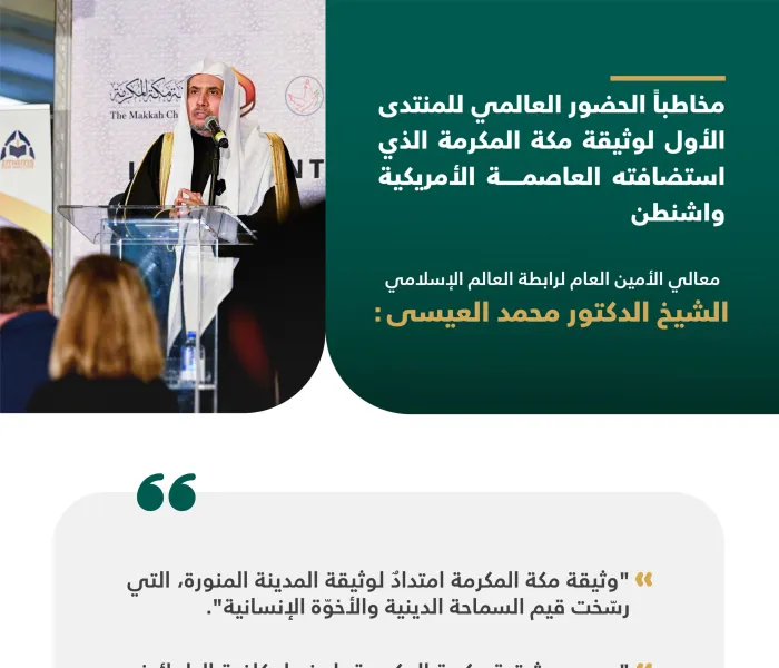 من كلمة معالي الشيخ د. محمد العيسى‬⁩ في منتدى وثيقة مكة المكرمة‬⁩ الذي استضافته العاصمة واشنطن