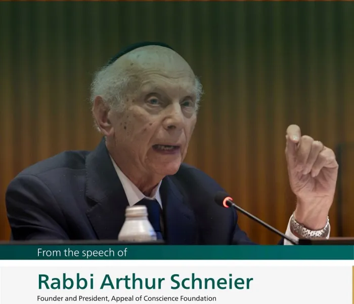 Highlights from the speech of Rabbi Arthur Schneier, the Founder and President, Appeal of Conscience Foundation during the launch of the MWL initiative on Building Bridges between East and West at the UN headquarters in New York: