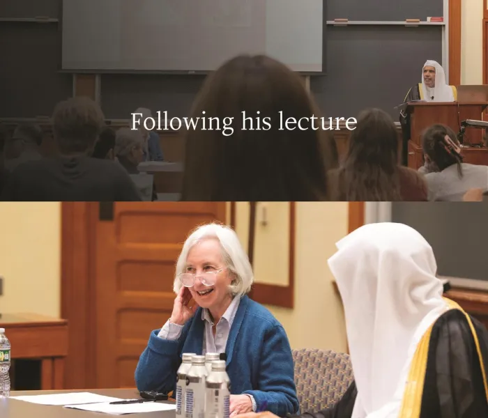 An extensive discussion was facilitated by Professor Martha Minow, a senior member of the Faculty of Law, with His Excellency Sheikh Dr. Mohammed Alissa, Secretary-General of the MWL