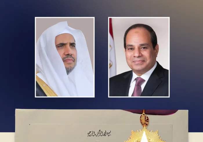 Le Président égyptien M. Abdel Fattah Al-Sissi remet à cheikh D.Mohammad Alissa la haute distinction des sciences et des arts pour sa personnalité et ses nombreux services rendus.