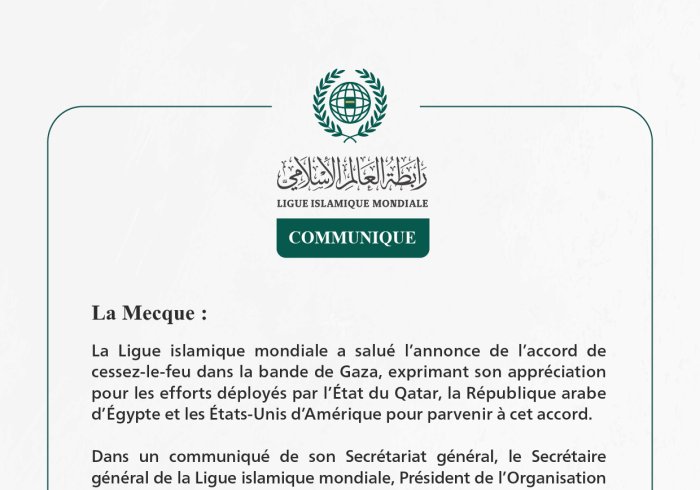 Communiqué de la Ligueislamiquemondiale :