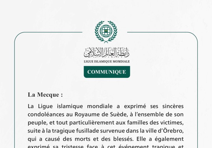 Communiqué de la Ligueislamiquemondiale :