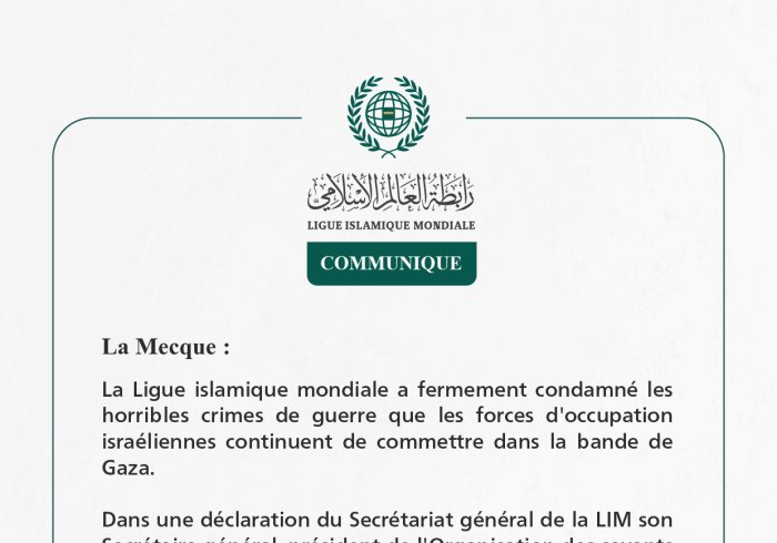 Communiqué de la Ligueislamiquemondiale :