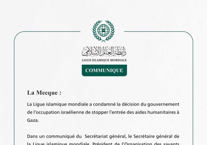 Communiqué de la Ligueislamiquemondiale :