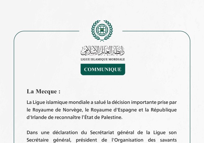 Communiqué de la Ligueislamiquemondiale :