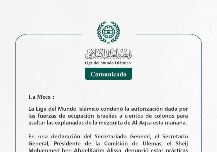 Comunicado de la LigadelMundoIslamico: