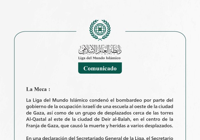 Comunicado de la LigadelMundoIslamico: