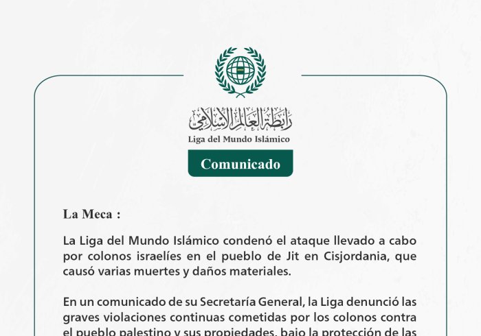 Comunicado de la LigadelMundoIslamico: