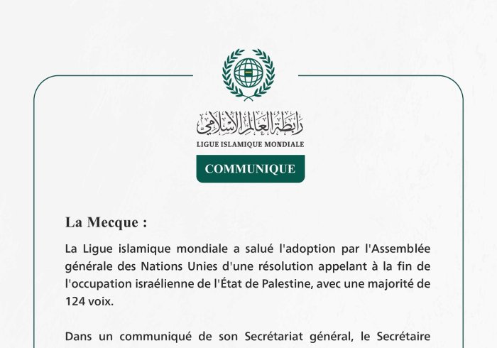 Communiqué de la Ligueislamiquemondiale :