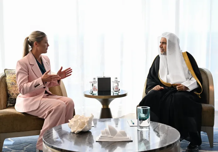 H.E. Sheikh Dr. Mohammed Al-Issa, Secretary-General of the Muslim World League, received Ms. Krissy Barrett, Commissioner of the Australian Federal Police