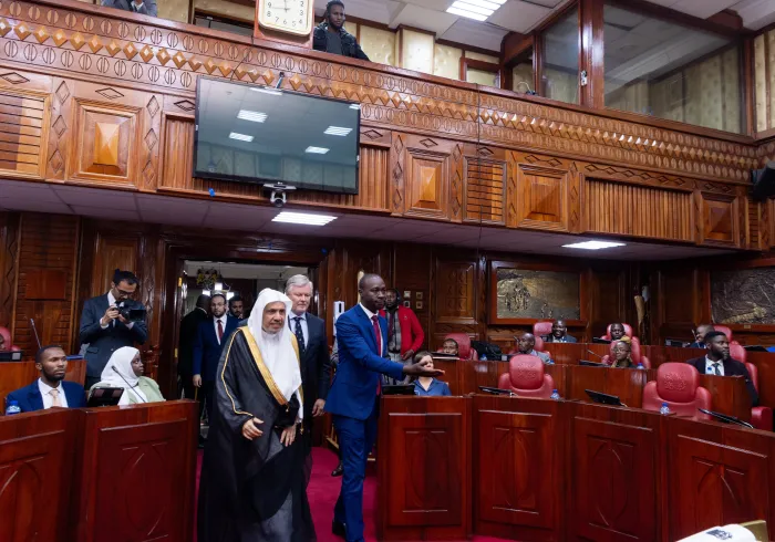 The Parliament of the Republic of Kenya, convened at its historic headquarters in Nairobi, hosted His Excellency Sheikh Dr.Mohammed Al-issa, Secretary-General of the Muslim World League (MWL) and Chairman of the Organization of Muslim Scholars. This special session focused on "The Role of Youth in Building Peace"