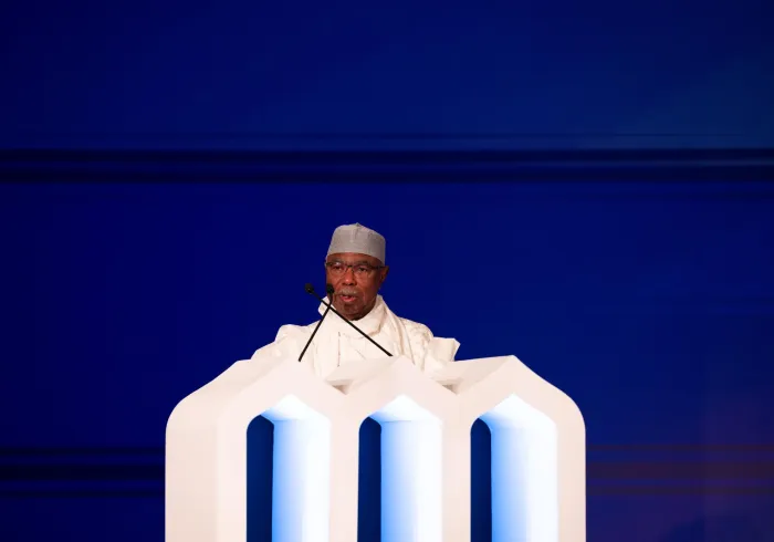 Le Secrétaire général de l’Organisation de la coopération islamique, M. Hissein Brahim Taha, lors de l’ouverture de la deuxième édition de la conférence ConstruireDesPontsEntreLesÉcoles :