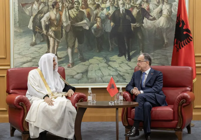 His Excellency Mr. Bajram Begaj, President of Albania, welcomed His Excellency Sheikh Dr. Mohammed Alissa, Secretary-General of the MWL and Chairman of the Organization of Muslim Scholars