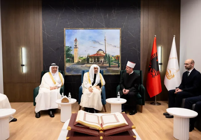 His Excellency Sheikh Dr. Mohammed Al-Issa, Secretary-General of the MWL and Chairman of the Organization of Muslim Scholars, visited the Muslim Community of Albania in the capital, Tirana