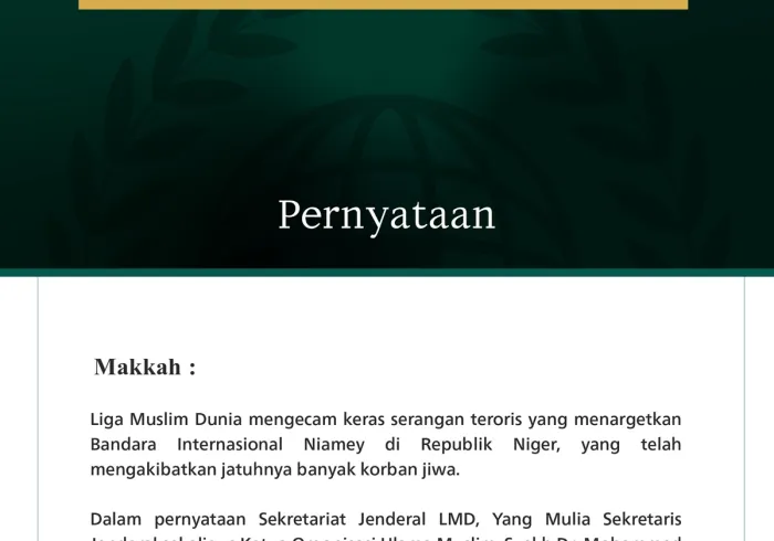 Liga Muslim Dunia Kecam Serangan Teroris yang Menargetkan Bandara Internasional Niamey