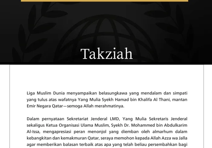 Liga Muslim Dunia Mengecam Berlanjutnya Agresi Iran yang Keji terhadap Negara-Negara Teluk, Yordania, dan Kapal-Kapal Komersial