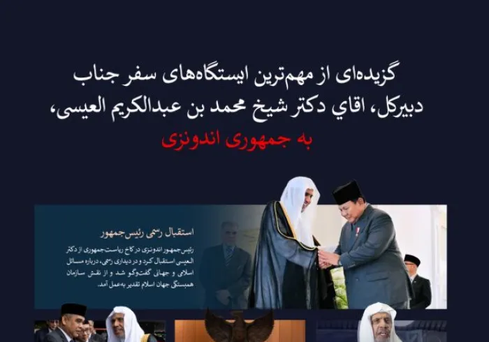 گزيده اي از تصاوير مهم‌ترین ایستگاه‌های سفر جناب دبیرکل، رئیس انجمن علمای مسلمان، اقاي دكتر ‌شيخ محمد العيسى به جمهوری اندونزی، را مشاهده كنيد .