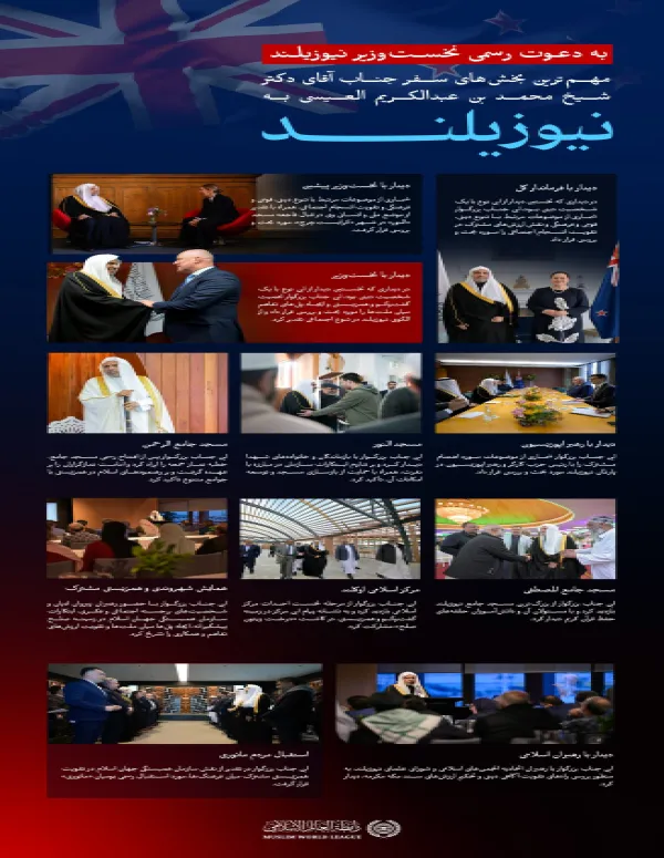 به دعوت رسمی نخست‌وزیر: در اینجا مهم‌ترین بخش‌های سفر جناب دبیرکل، رئیس انجمن علمای مسلمان، جناب آقای دکتر شیخ محمد العيسی   به نیوزیلند آمده است: