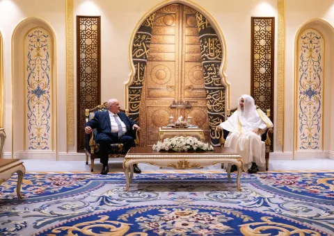 H.E. Sheikh Dr. Mohammed Al-Issa met with H.E. Sheikh Dr. Mohammad Abu Al-Khair Shukri, the Minister of Awqaf of the Syrian Arab Republic.