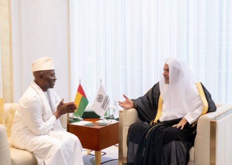 جناب آقای دکتر شیخ محمد العیسی دبیرکل سازمان همبستگی جهان اسلام و رئیس هیئت علمای مسلمان، در دفتر خود، با جناب آقای دینو سیدی، سفیر جمهوری گینه بیسائو در عربستان سعودی دیدار کرد