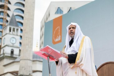 His Excellency Sheikh Dr. Mohammed Alissa , the Secretary-General of the Muslim World League and Chairman of the Organization of Muslim Scholars, delivers the Eid sermon at the invitation of the President of Albania.