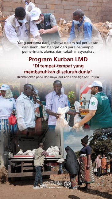 Kantor-kantor, pusat-pusat, dan perwakilan Liga Muslim Dunia di seluruh dunia melaksanakan program kurban pada “Hari Raya Idul Adha” dan “Tiga Hari Tasyrik” di seluruh negara yang membutuhkan, dengan sebagian besar tersebar di puluhan negara di Afrika dan Asia