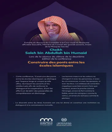 Extraits du discours de cheikh Saleh bin Abdullah bin Humaid, conseiller à la Cour royale du Royaume d’Arabie Saoudite, membre du Conseil des grands savants, imam de la Mosquée Sacrée, lors de la session de clôture de la deuxième édition de la conférence