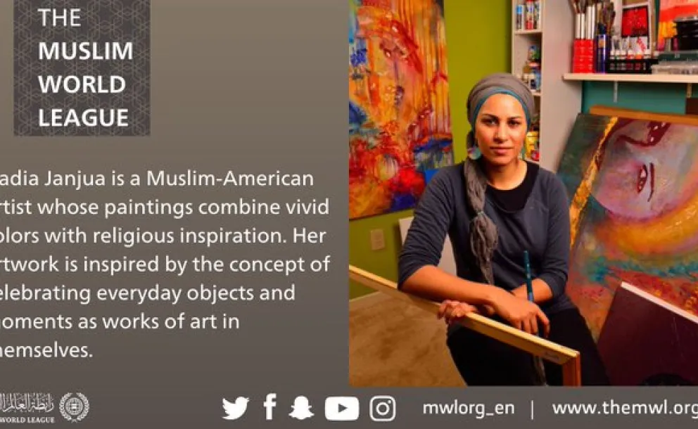 Nadia Janjua is a Muslim American artist known for fusing religious inspiration with vivid colors