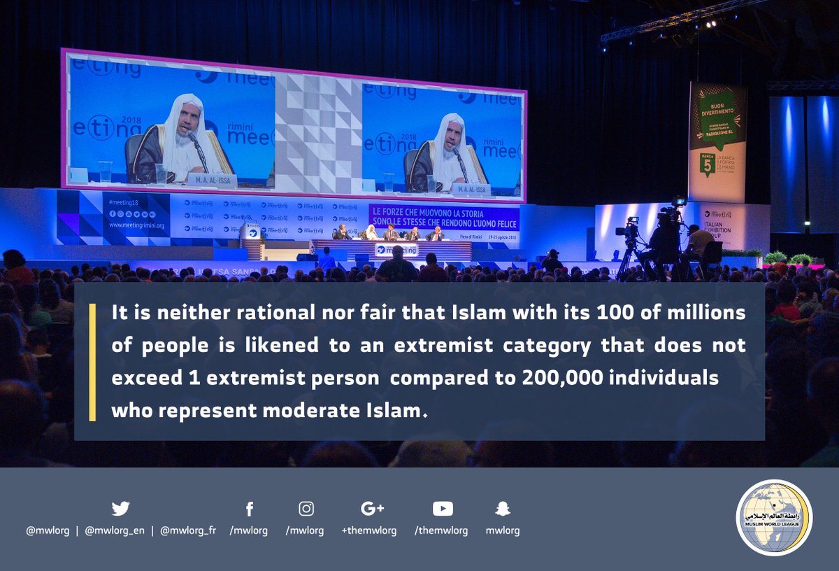 HE the MWL’s SG speaking about the Muslim World thru recommandation by the organizers of the largest world gathering in Rimini Italy
